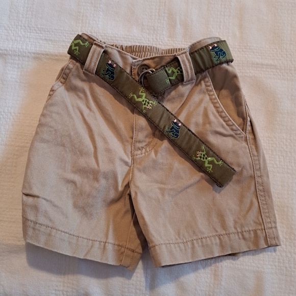 Gymboree boys size 6-12 months khaki shorts with frog belt 2012 Jungle Explorer - Picture 1 of 3